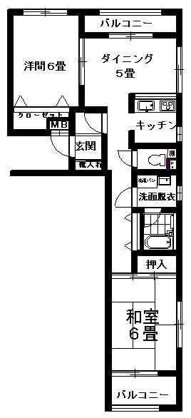 ブリトニーコート池上(2DK/2階)の間取り写真