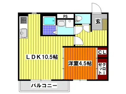 プラチナメープル(1LDK/2階)の間取り写真