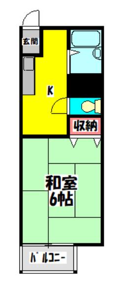 橋中ハイツ(1K/2階)の間取り写真