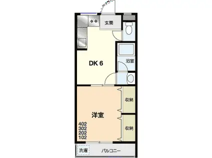 杉浦ハイツ(1DK/3階)の間取り写真