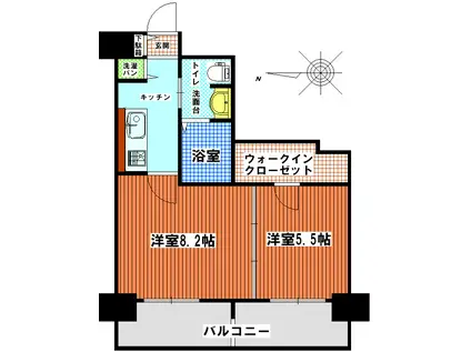 ステイツ姪浜駅前(2K/10階)の間取り写真