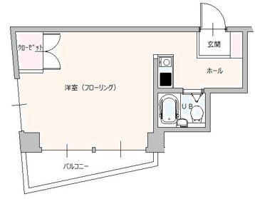 コムルヴァン岡本(ワンルーム/2階)の間取り写真