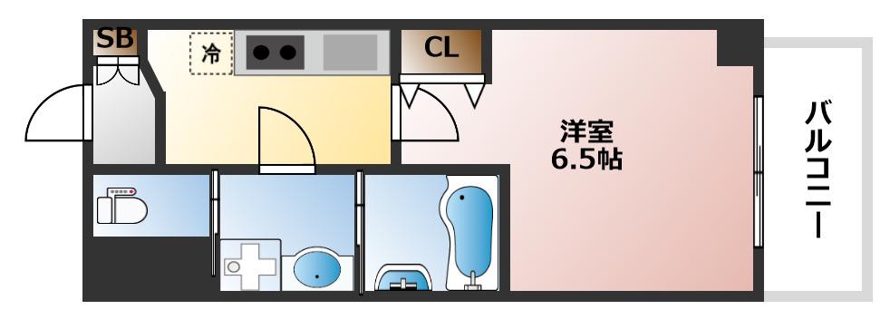 DOLCE VITA 難波南(1K/5階)の間取り写真