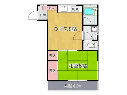 タメイシハイツ(1DK/2階)の間取り写真