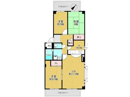 ドルミ新淀川14番館(3LDK/3階)の間取り写真