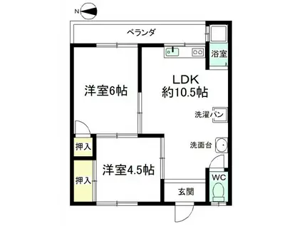 三機陸運アパート(2LDK/2階)の間取り写真