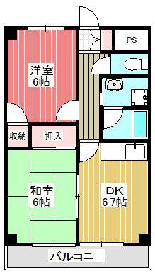 サンロードワラビ(2DK/3階)の間取り写真