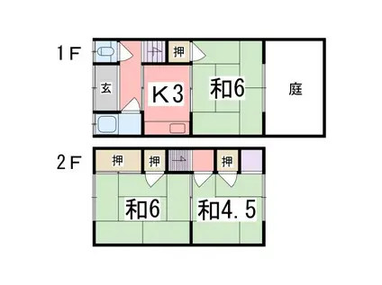 幸栄荘 北棟(3K/1階)の間取り写真