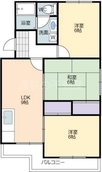 マンション ブルースカイ(3LDK/3階)の間取り写真