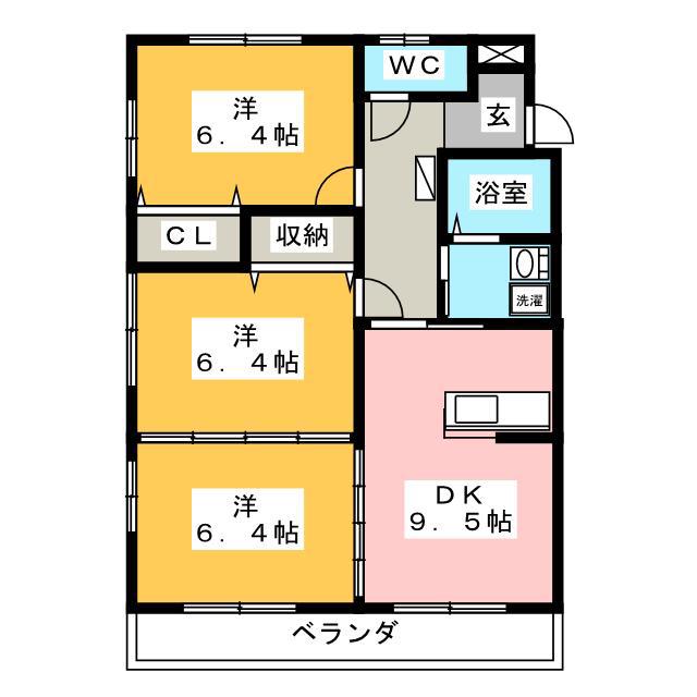PATRIA(3DK/2階)の間取り写真