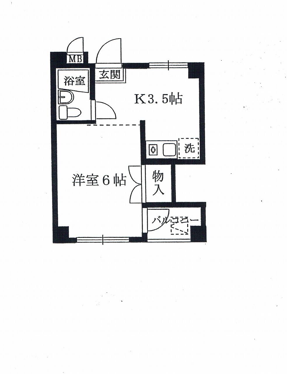 REON天王町(1K/3階)の間取り写真