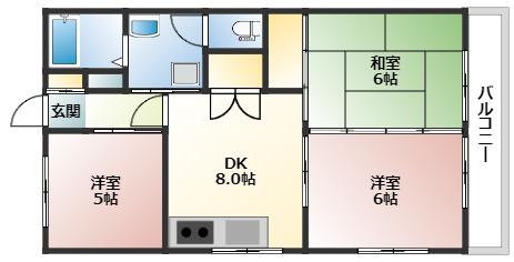 ソフィアコート古江西町(3DK/1階)の間取り写真