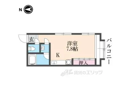 聖護院ハイツ(ワンルーム/3階)の間取り写真