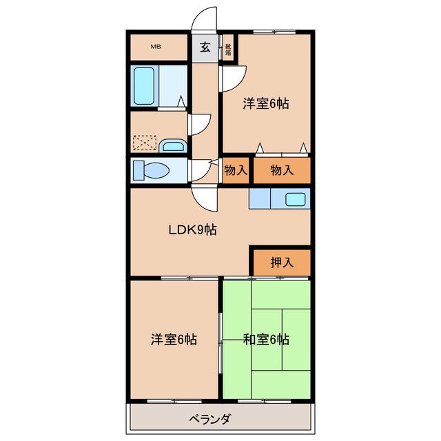 ユーミーハイツ(3LDK/3階)の間取り写真