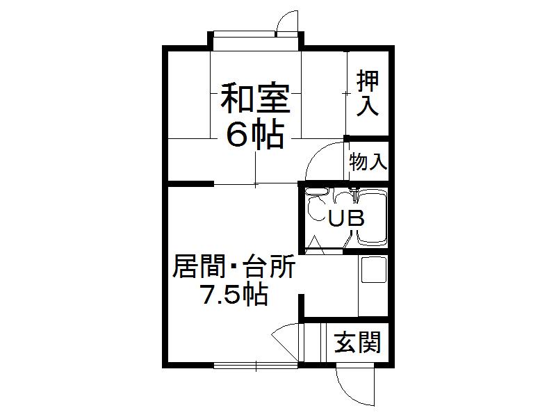 ポラリス(1DK/2階)の間取り写真