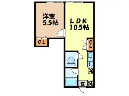 サザン高尾II(1LDK/1階)の間取り写真
