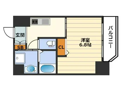 RIVER PARK FRONT天神橋(1K/6階)の間取り写真