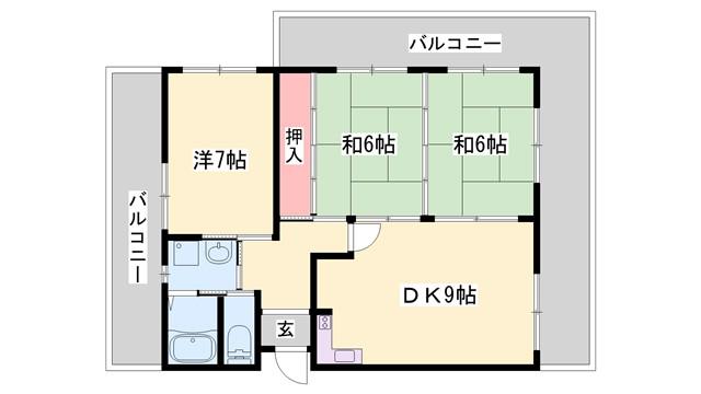 クリーンピア広畑夢前川(3DK/4階)の間取り写真