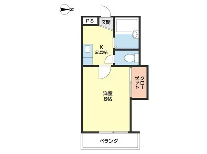 パークハウスJII(1K/2階)の間取り写真