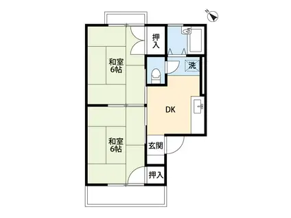 ハウスJJ・B棟(2DK/2階)の間取り写真