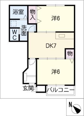 セポージャ徳永I番館(2DK/1階)の間取り写真