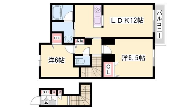 CASA CONFORT(2LDK/2階)の間取り写真