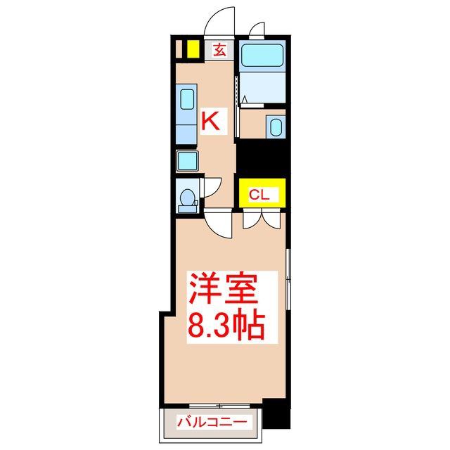 ミア・カーサ(1K/9階)の間取り写真