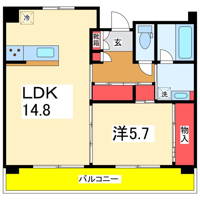富士マンション(1LDK/8階)の間取り写真