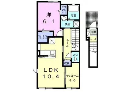 ル・クルールII(1LDK/2階)の間取り写真