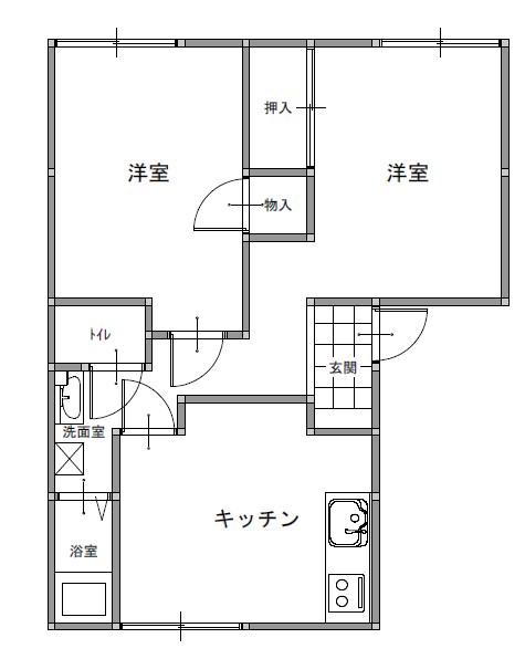 小林ハイツA102(2DK/1階)の間取り写真