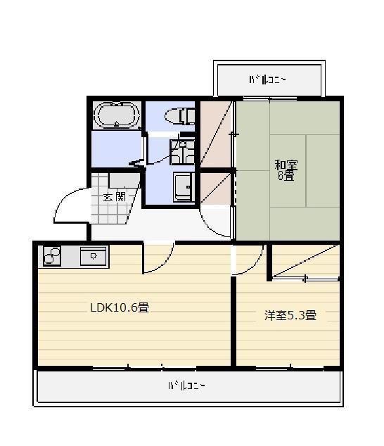 ラフォーレ向平(2LDK/2階)の間取り写真