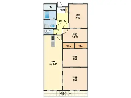 クレンツ海南(4LDK/4階)の間取り写真