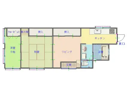 ハイツ清塚(2LDK/1階)の間取り写真