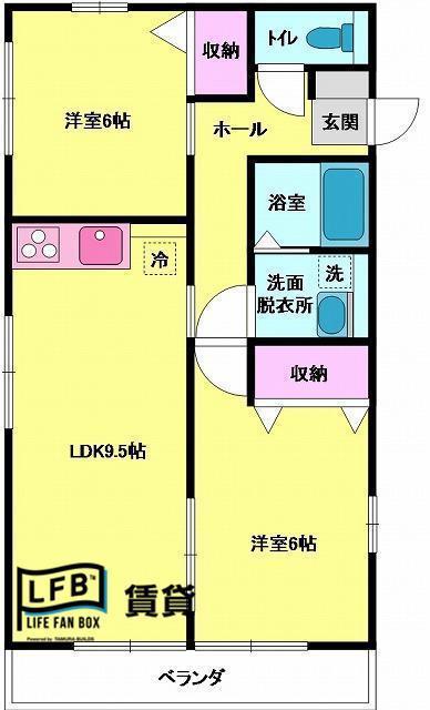 レトア多々良(2LDK/2階)の間取り写真