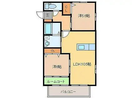 レトアヤマダ(2LDK/2階)の間取り写真