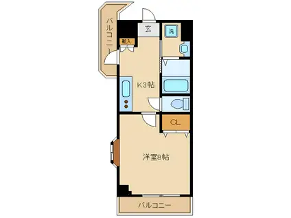 プレストン・コート(1K/1階)の間取り写真