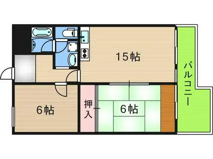 ミリカハイツ(2LDK/6階)の間取り写真