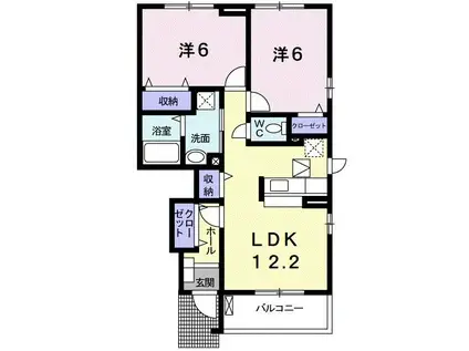 グランソーレA(2LDK/1階)の間取り写真