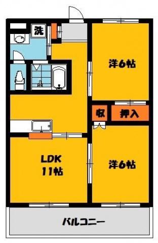 ハイグレード篠崎II(2LDK/1階)の間取り写真