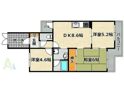 ヴェルドール上池田 (3DK/2階)の間取り写真