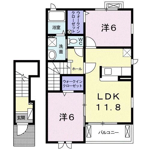 プリート(2LDK/2階)の間取り写真