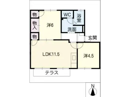 ウィンディーSUZUKA A(2LDK/1階)の間取り写真
