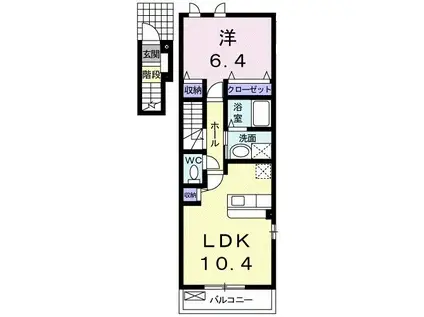 シエン アロザロ II(1LDK/2階)の間取り写真