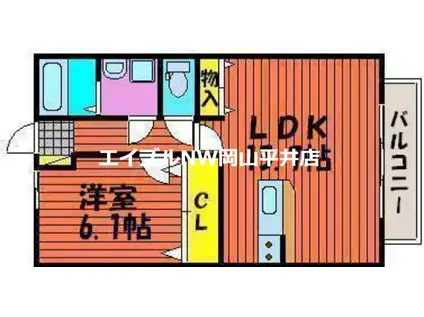 ウッディーバードA(1LDK/1階)の間取り写真