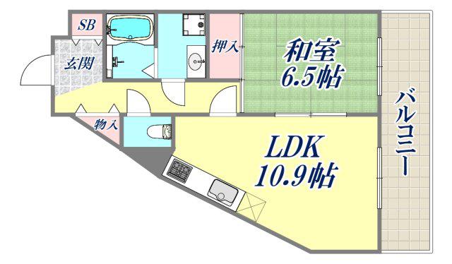サンリッジ湊川(1LDK/5階)の間取り写真