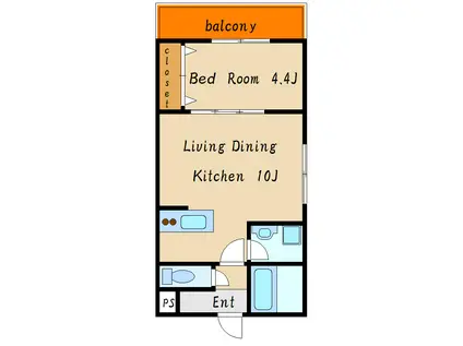 アプローズ加古川(1LDK/2階)の間取り写真