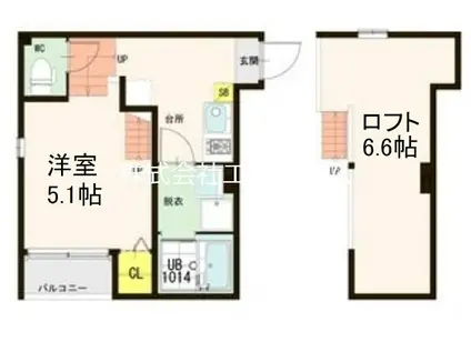 ハーモニーテラス神前II(1K/2階)の間取り写真