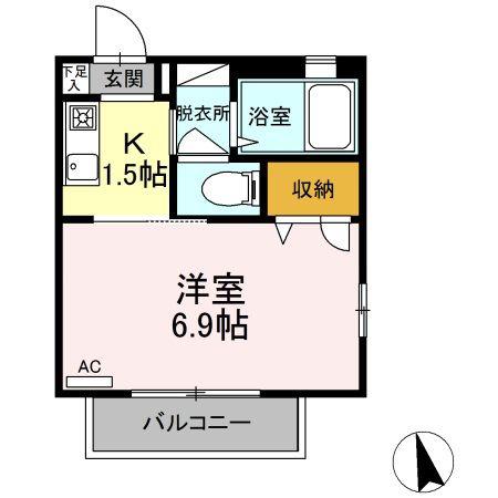 エスポワール A(1K/1階)の間取り写真