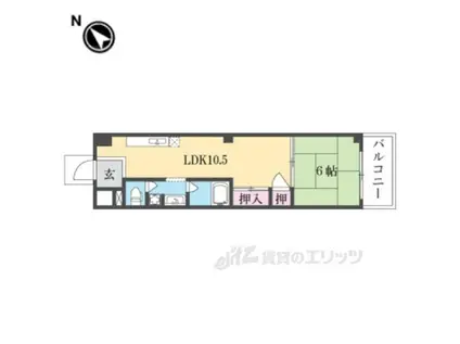 ロイヤルハイツ東生駒(1LDK/2階)の間取り写真