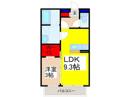 エクセラン(1LDK/1階)の間取り写真